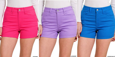 High Rise Color Jean Shorts In 3 Colors