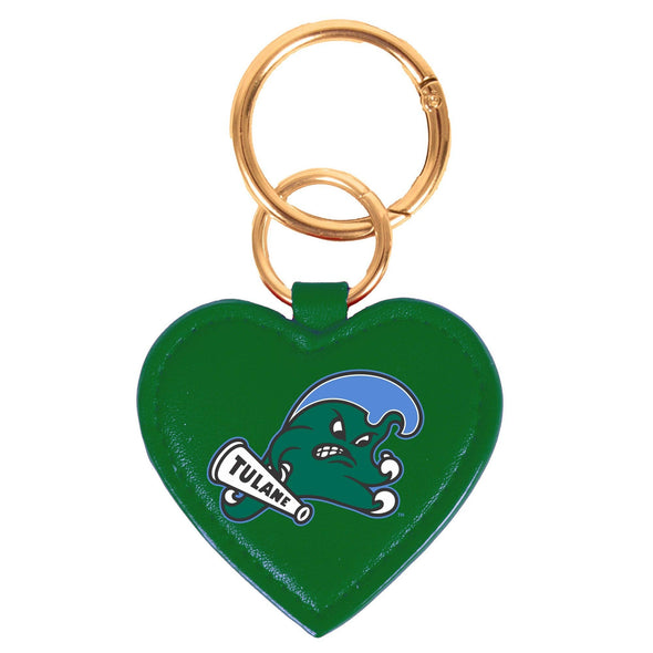 Tulane Green Wave Heart Keychain