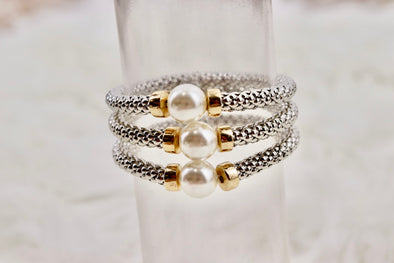 Silver Rope Bracelet With Pearl Detail