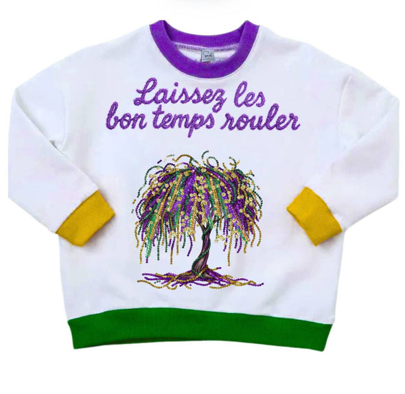 Mardi Gras Bead Tree Sequin Embroidery Sweater