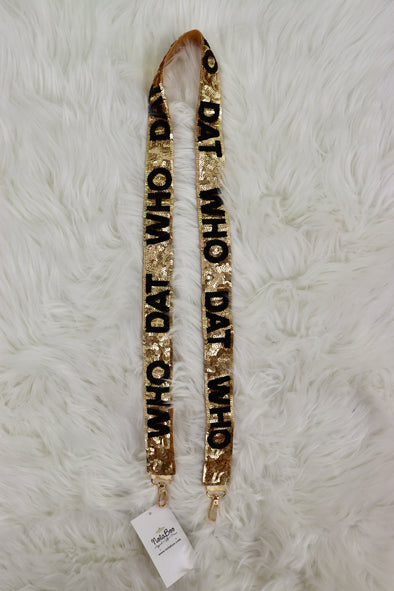 Gold and Black Who Dat Sequin Strap