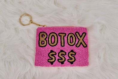 Hot Pink Beaded Botox Coin Pouch