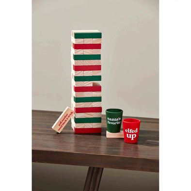 Wood Block Stacking Christmas Drinking Game
