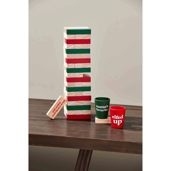 Wood Block Stacking Christmas Drinking Game