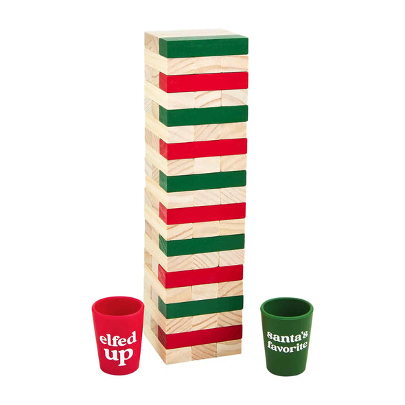 Wood Block Stacking Christmas Drinking Game