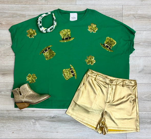 St. Patrick's Day Loose Fit Short Sleeve Top In 2 Colors