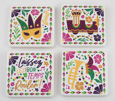Floral Mardi Gras Coasters (SET OF 4)