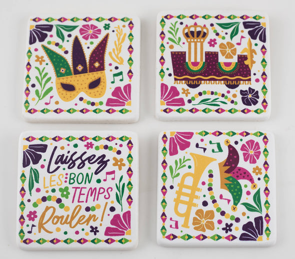 Floral Mardi Gras Coasters (SET OF 4)