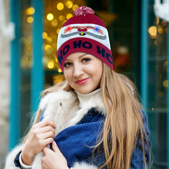 LED Holiday Pom Pom Beanie in 2 Options