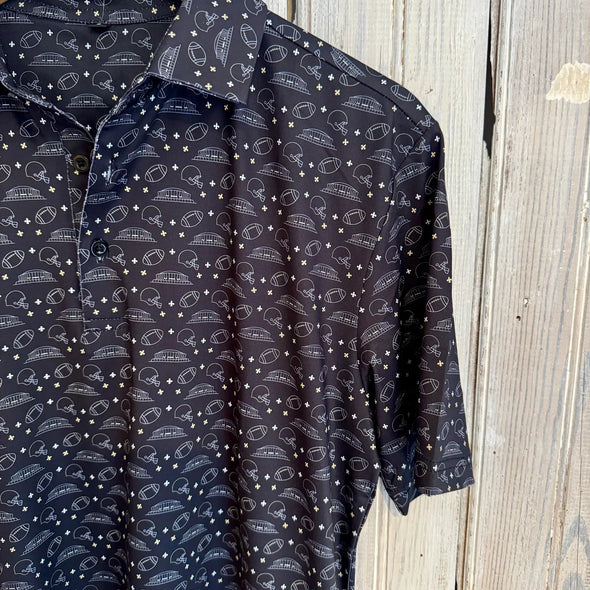 Men's Black And Gold Game Day Polo (S-XXL)