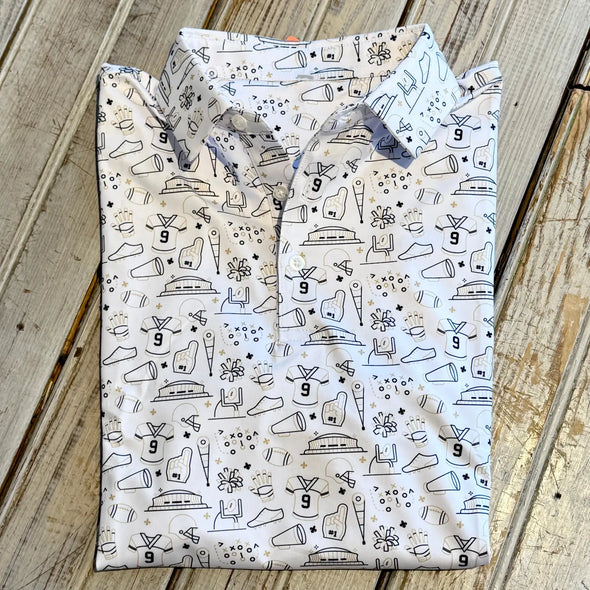 Men's White And Gold Game Day Icons Polo (S-XXL)