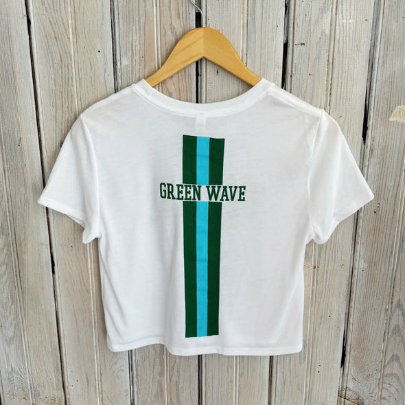 White Tulane Varsity Crop Top