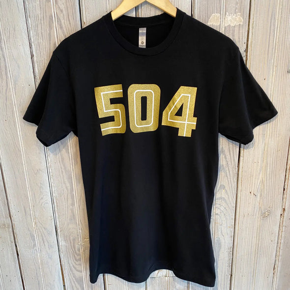Black And Gold 504 Unisex Tee With White Detailing (XS-XXL)
