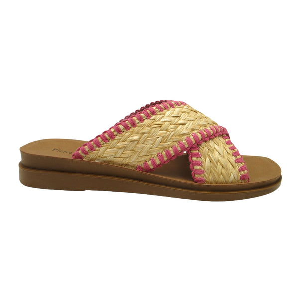 Caliso Sandals In Fuchsia, Natural Or Emerald