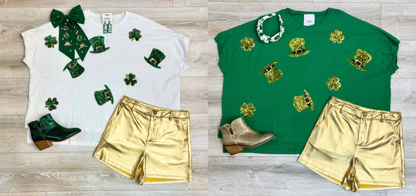 St. Patrick's Day Loose Fit Short Sleeve Top In 2 Colors