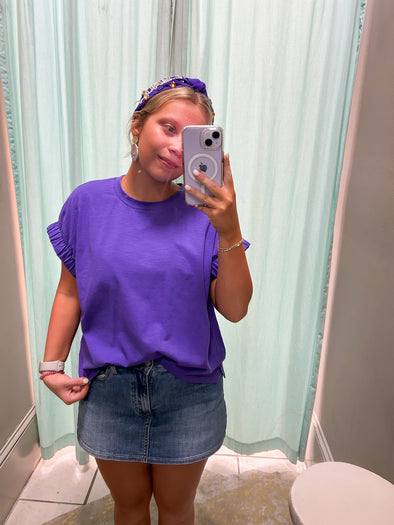 Purple Top With Elastic Sleeve Detail