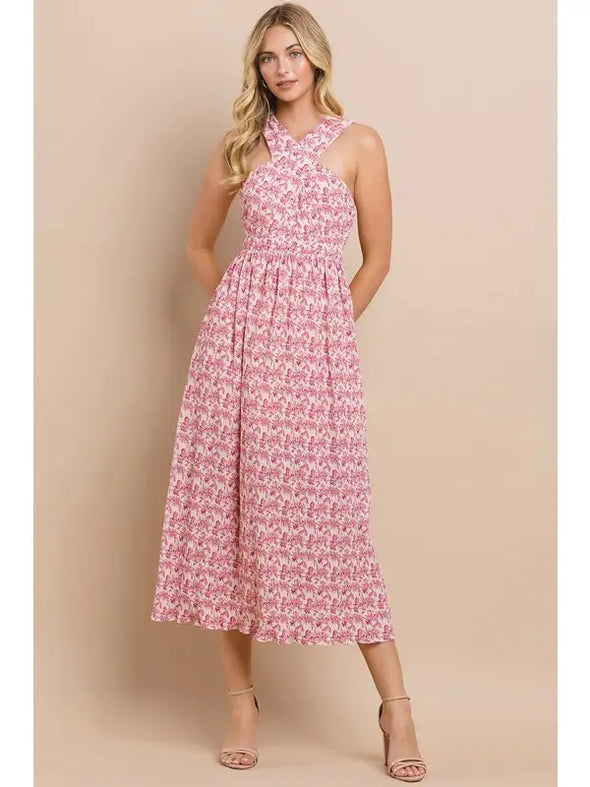 Blossom Pleated Midi Dress