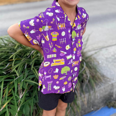 Kids Mardi Gras Icons Hawaiian Shirt 2T-14
