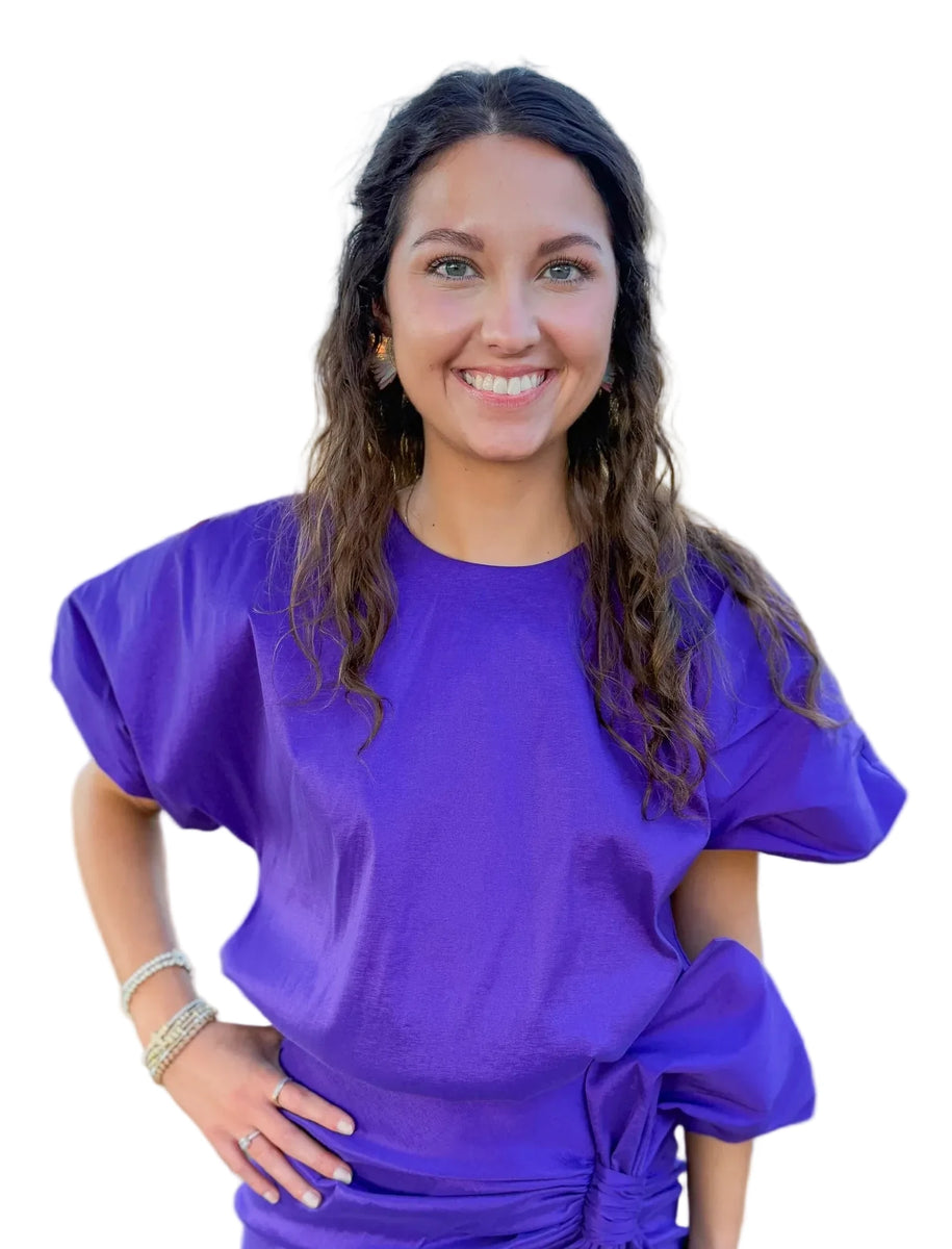 Camdyn Bubble Hem Top And Bow Midi Skirt in Purple S-3XL (SOLD SEPARAT ...