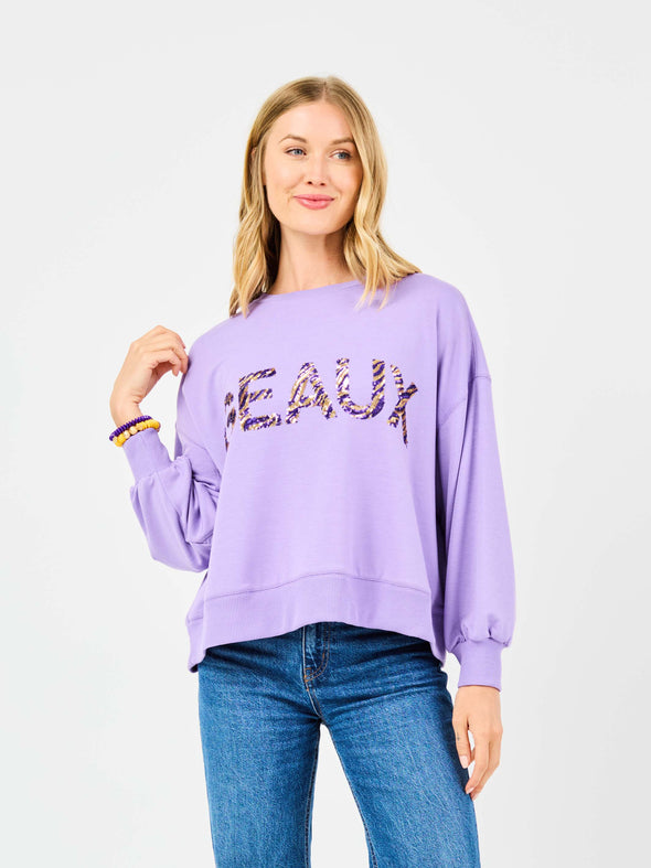 Millie Tiger Print Geaux Sweatshirt (XS-XL)