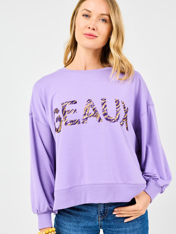 Millie Tiger Print Geaux Sweatshirt (XS-XL)