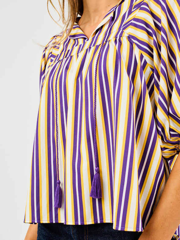 Penny Purple/Yellow Pin Stripe Top (XS-XL)
