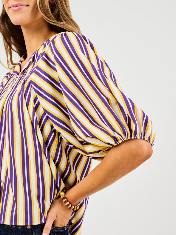 Penny Purple/Yellow Pin Stripe Top (XS-XL)
