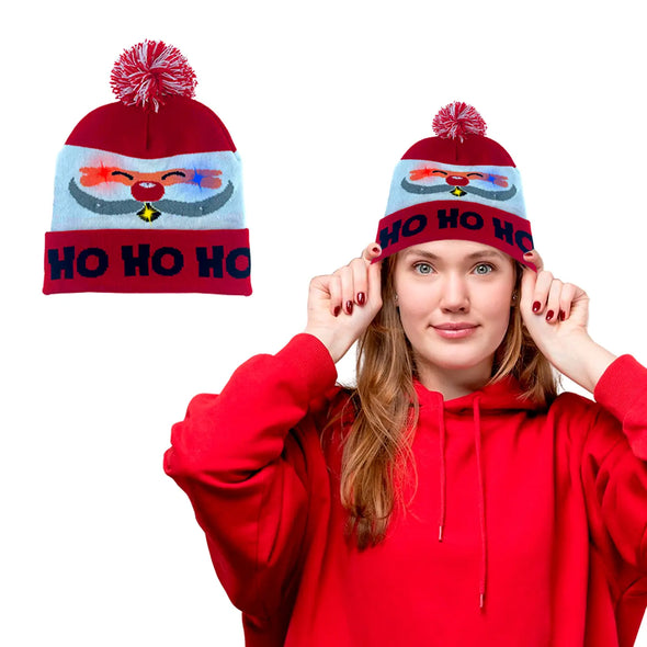 LED Holiday Pom Pom Beanie in 2 Options