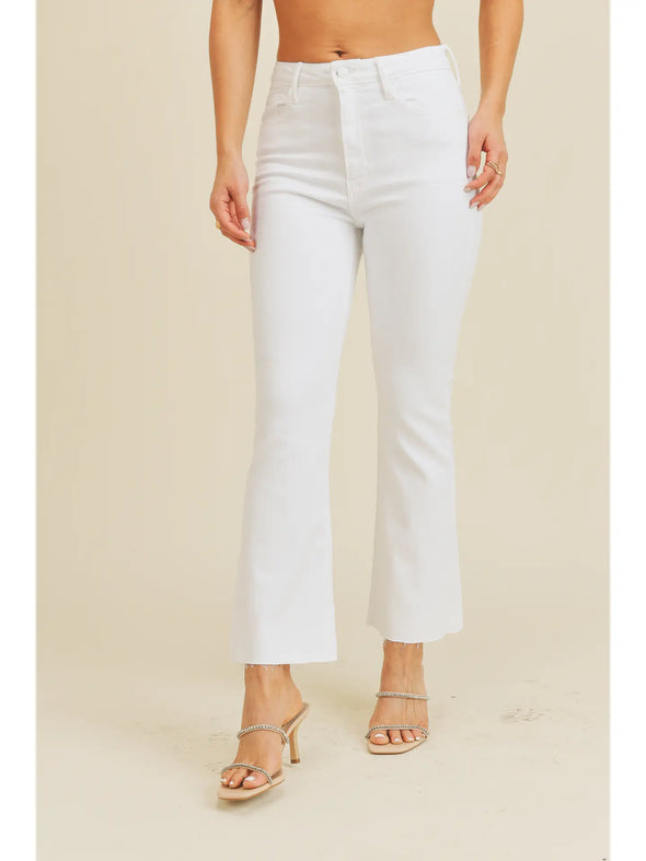 High Rise Denim Tonal Crop Flare Jeans In 6 Color Washes