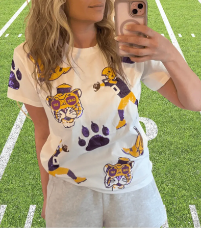 Game Day Louisiana Tigers Sequin T-Shirt