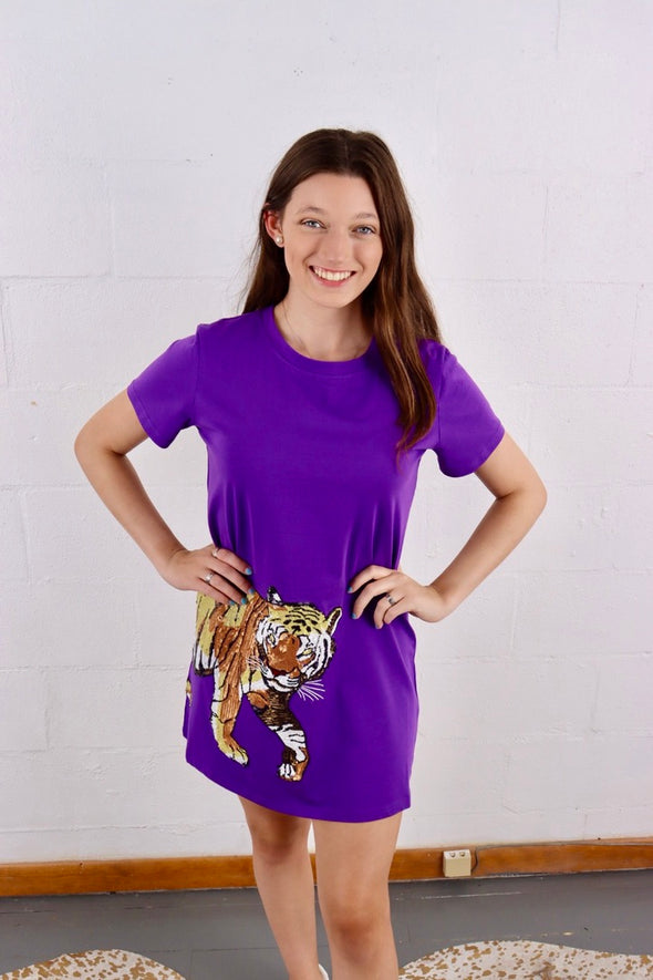 Purple Wrap Around Tiger Dress