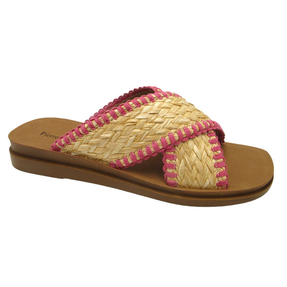 Caliso Sandals In Fuchsia, Natural Or Emerald