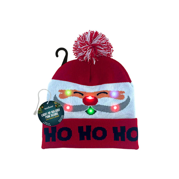 LED Holiday Pom Pom Beanie in 2 Options