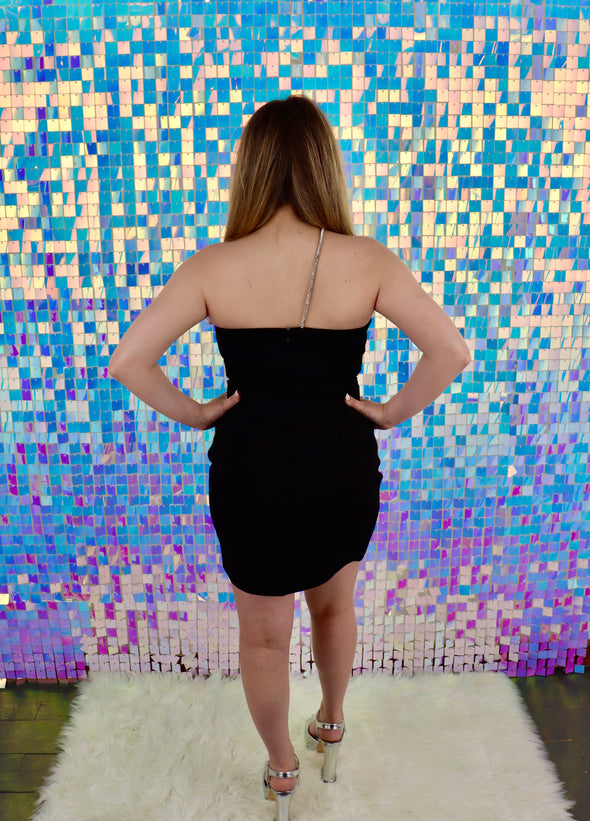 Rhinestone Trim Detail Mini Dress