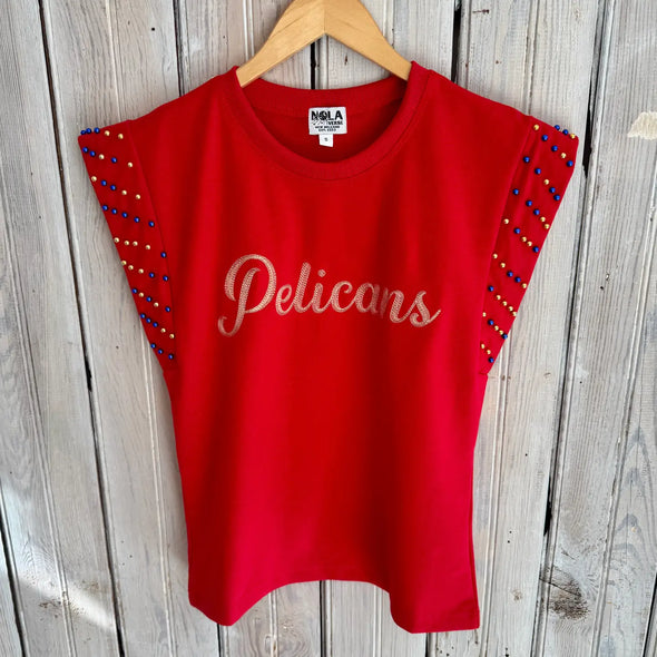 Pelicans Pearl Flutter Sleeve Top (S-XXXL)