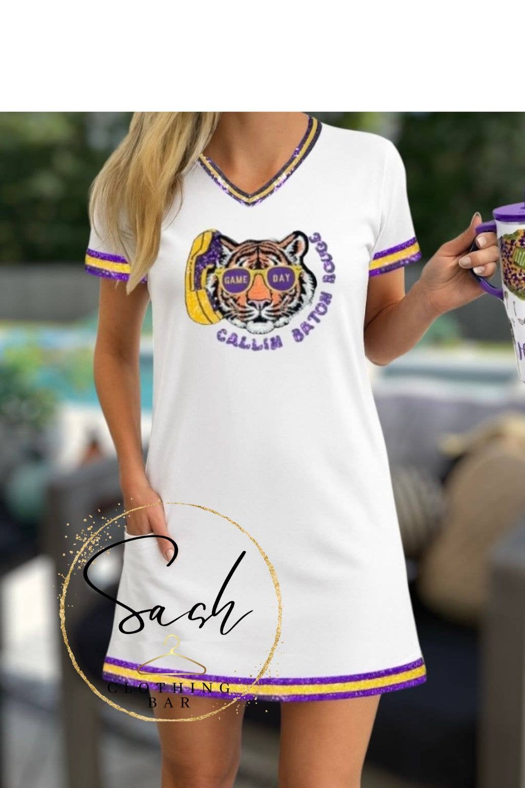 lsu sequin dress Women's Gameday Couture White LSU Tigers Full Sequin Jersey Dress