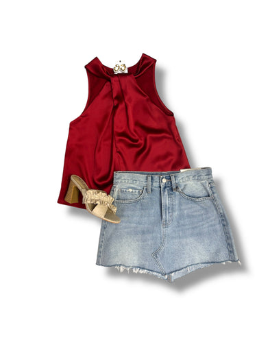 Satin Front Crossover Halter Top