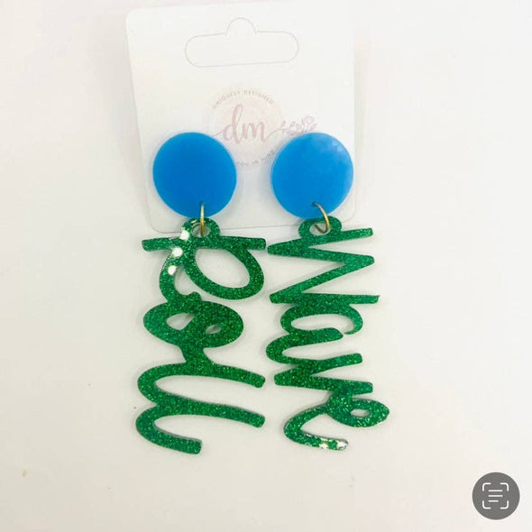 Glitter Tulane Roll Wave Acrylic Earrings in 2 Options