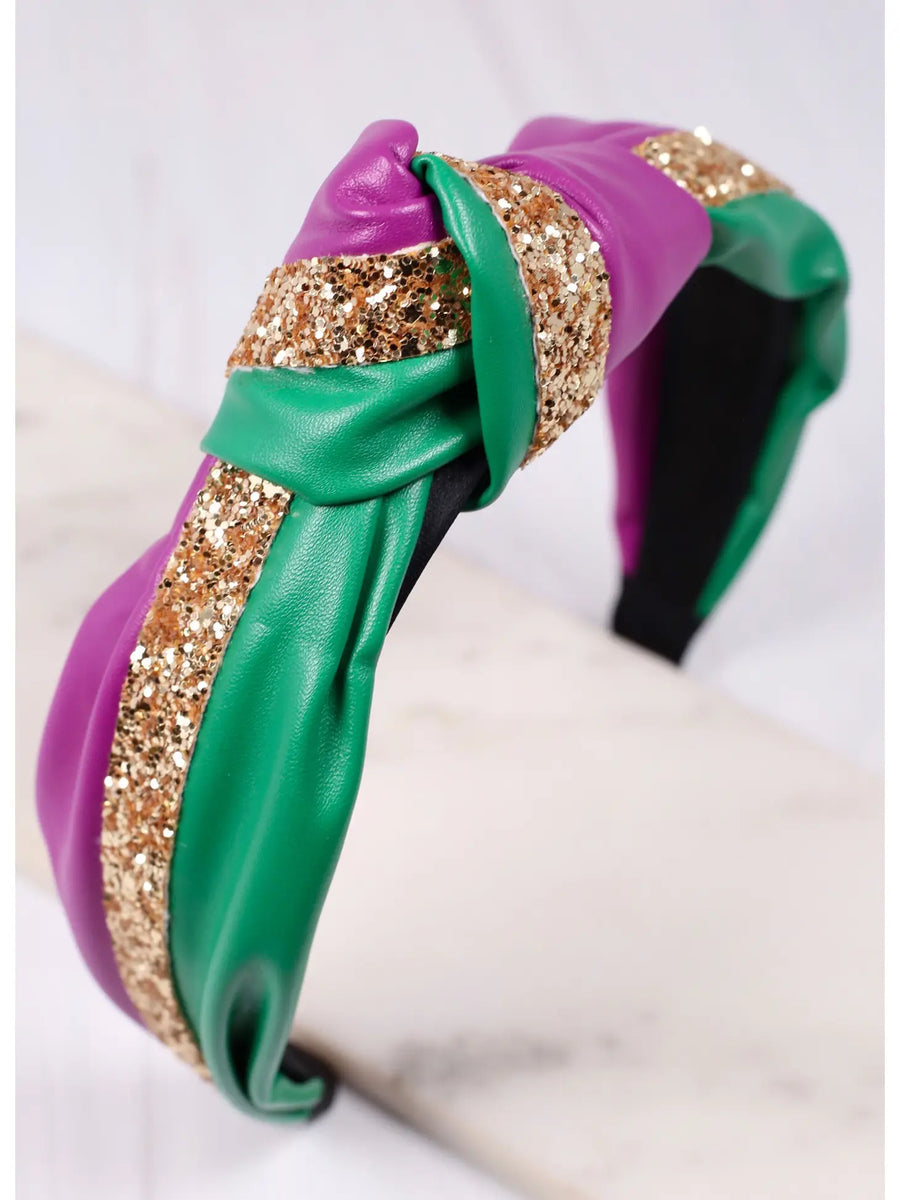 Mardi Gras Striped Faux Leather Headband – NOLA BOO
