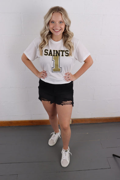 Saints Number 1 White Crop Top
