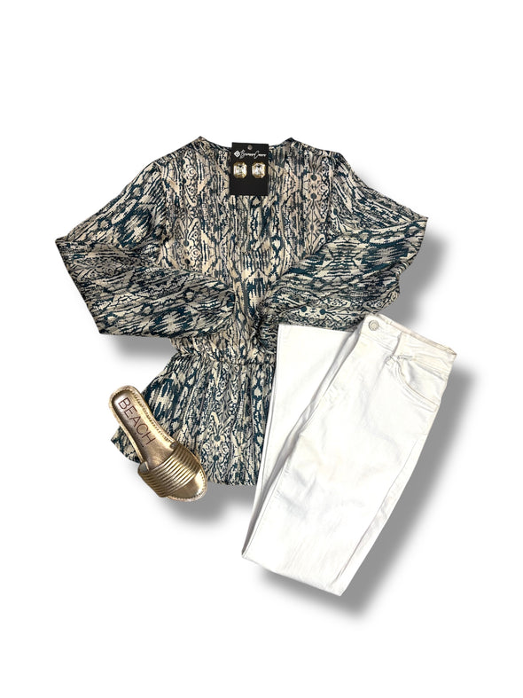 Printed Chiffon Peplum Top