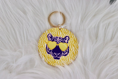 Acrylic Tiger Stripes Yellow Keychain