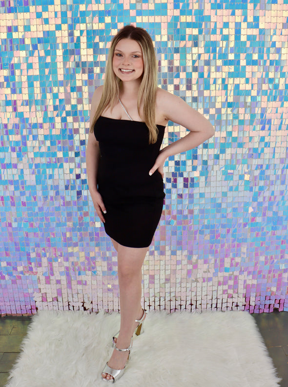 Rhinestone Trim Detail Mini Dress