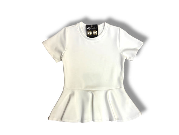 Short Sleeve Scuba Peplum Top