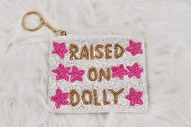 Raised On Dolly White Beaded Coin Pouch