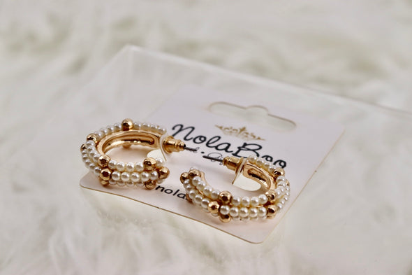 Pearl Hoops With Gold Detailing
