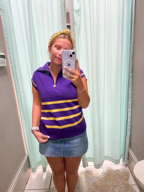 Celia Purple And Yellow Sweater Top (XS-XL)
