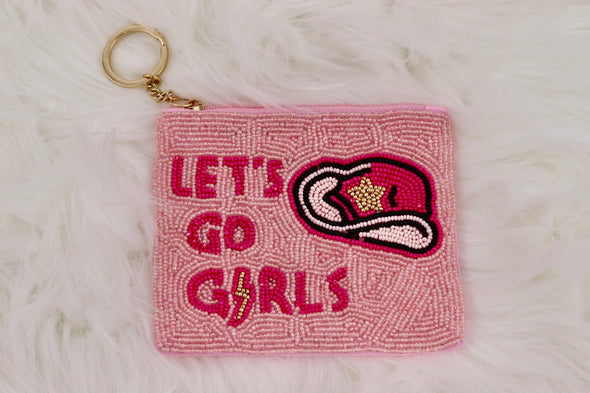 Lets Go Girls Pink Beaded Coin Pouch