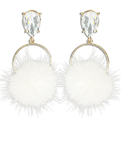 Puff Ball Jeweled Studs In 5 Colors