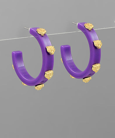 Purple Acrylic Hoop With Tiger Heads
